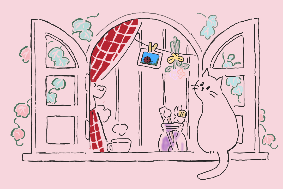 A cat sitting in a window